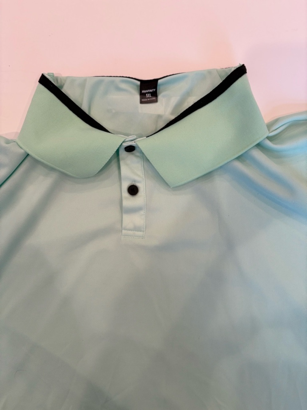 Manfinity 5XL Mint Polo with Black Collar Trim